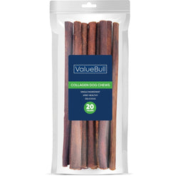 ValueBull Collagen Sticks For Dogs, Bully Sticks & Rawhide Alternative, Medium 12 Inch, 10 Count - ValuePetSupplies