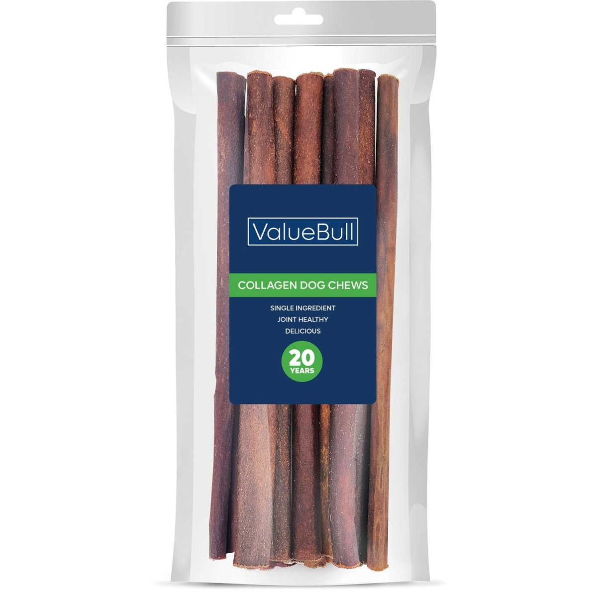 ValueBull Collagen Sticks For Dogs, Bully Sticks & Rawhide Alternative, Medium 12 Inch, 10 Count - ValuePetSupplies
