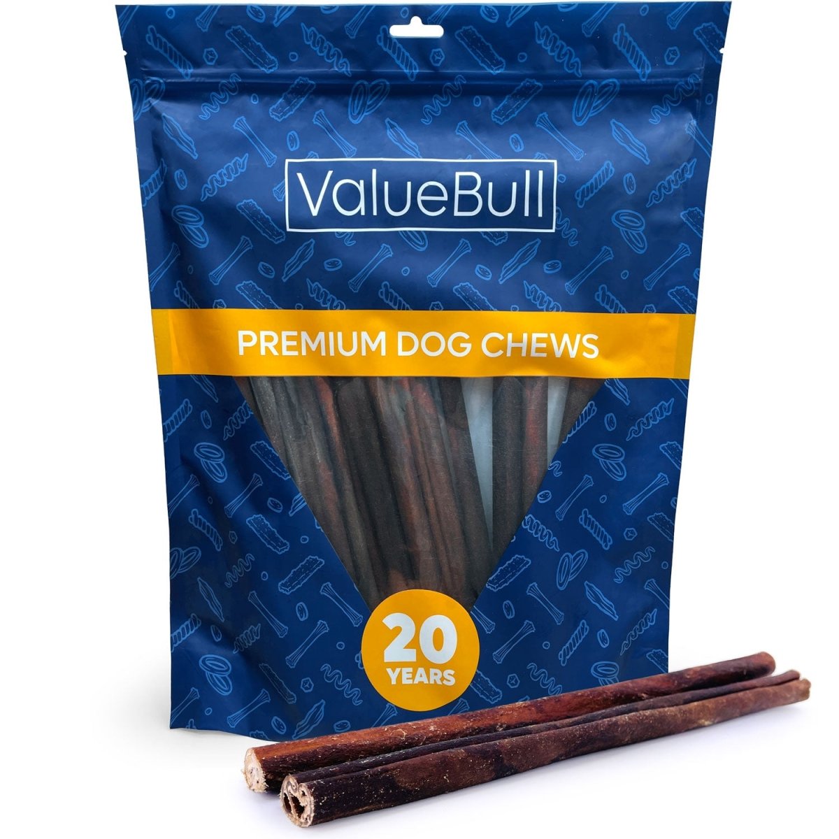 ValueBull Collagen Sticks For Dogs, Bully Sticks & Rawhide Alternative, Thick 12 Inch, 10 Count - ValuePetSupplies