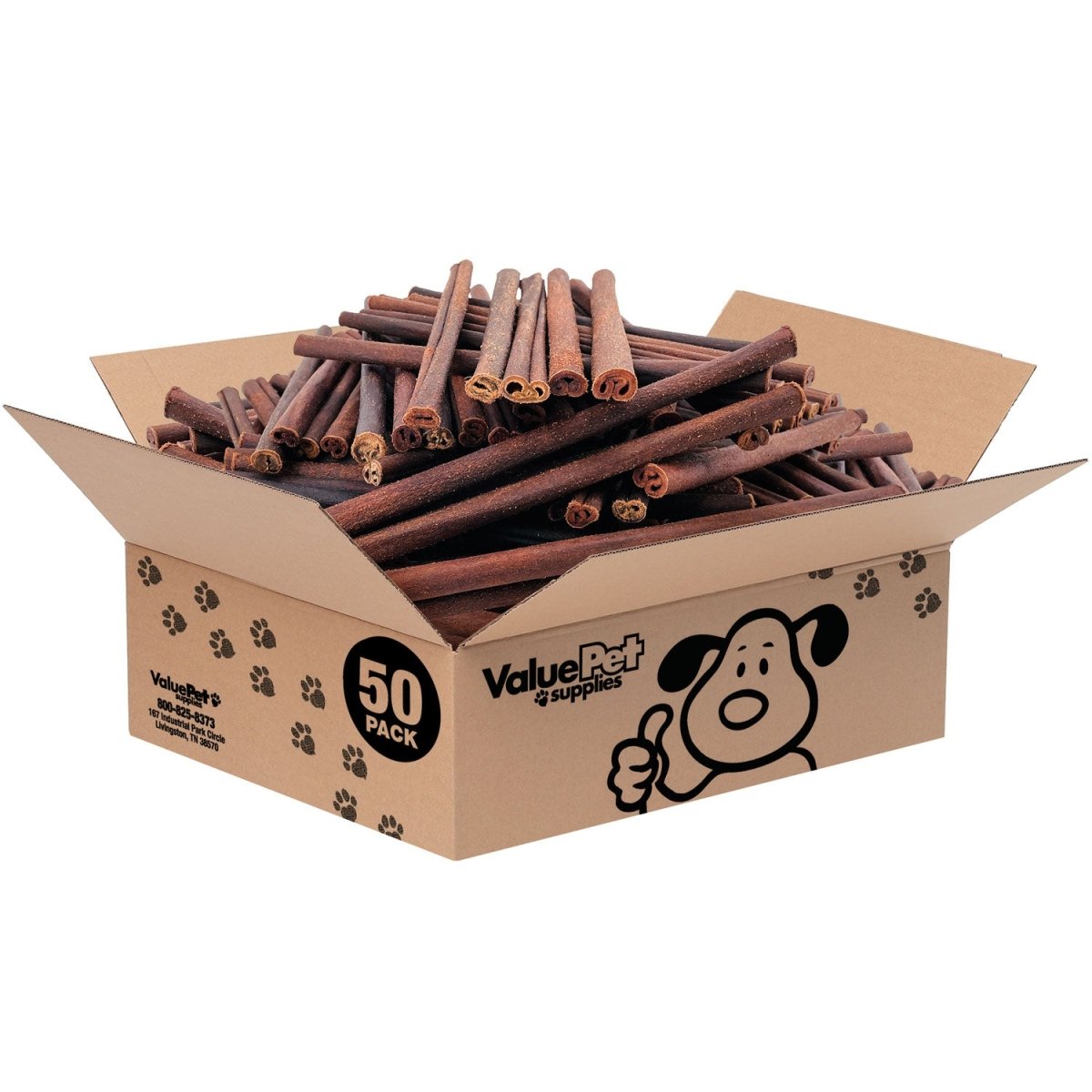 ValueBull Collagen Sticks For Dogs, Bully Sticks & Rawhide Alternative, Thick 12 Inch, 50 Count BULK PACK - ValuePetSupplies