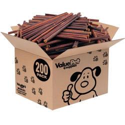 ValueBull Collagen Sticks For Small Dogs, Bully Sticks & Rawhide Alternative, Thin 12 Inch, 200 Count BULK PACK - ValuePetSupplies