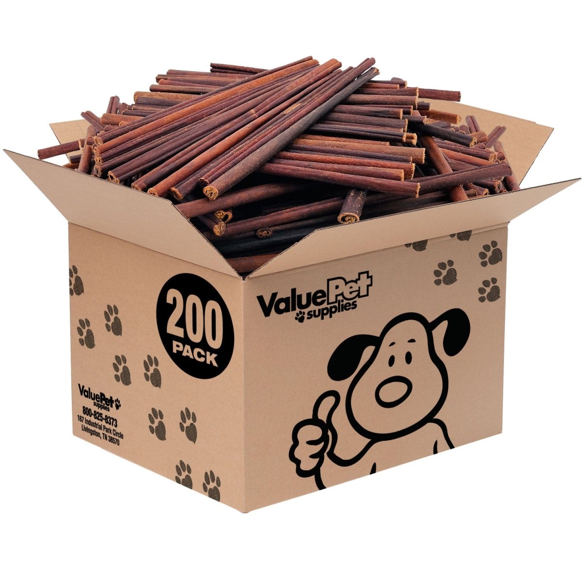 ValueBull Collagen Sticks For Small Dogs, Bully Sticks & Rawhide Alternative, Thin 12 Inch, 200 Count BULK PACK - ValuePetSupplies