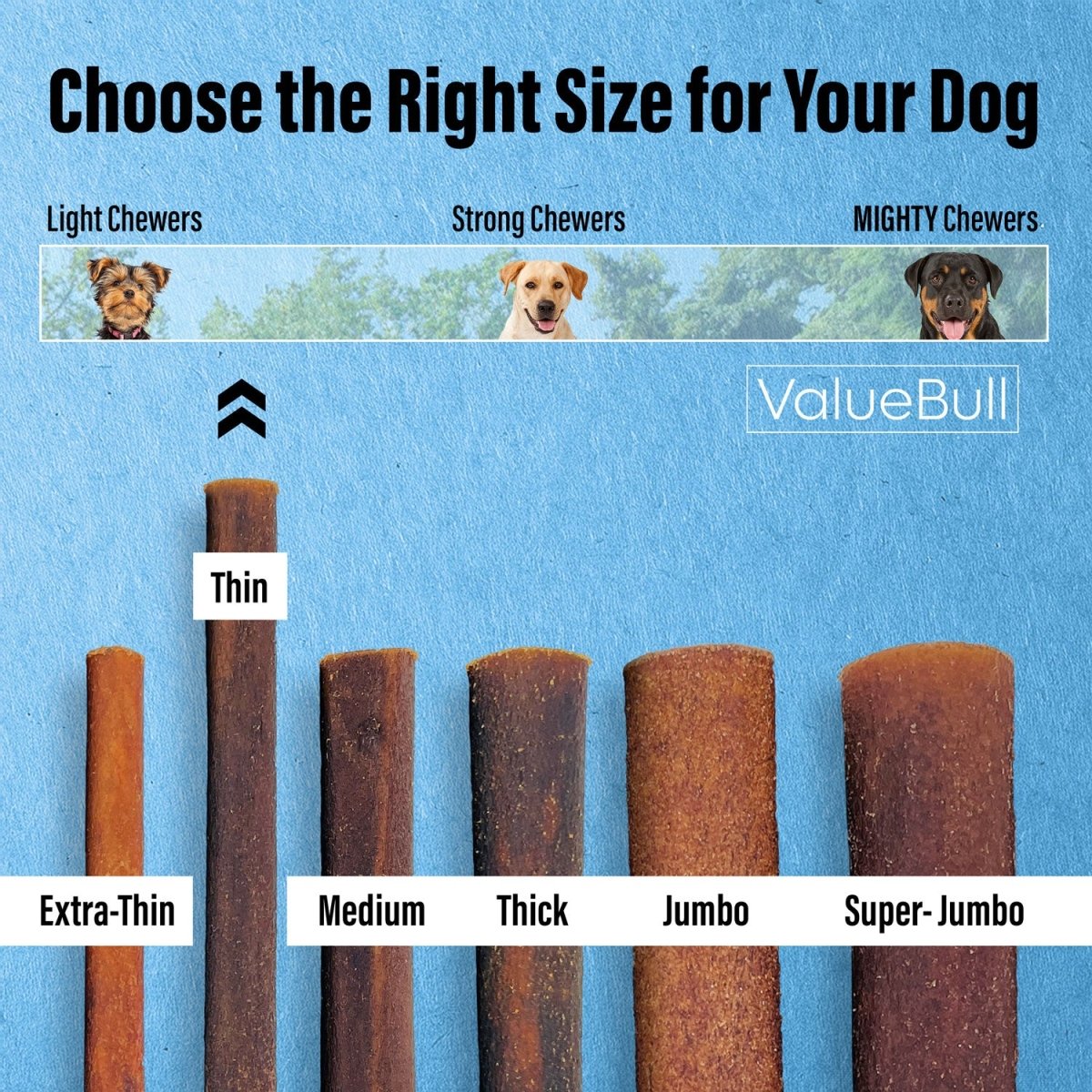 ValueBull Collagen Sticks for Small Dogs, 12 Inch Thin Chews, Natural Dog Treats, 400 Count Wholesale Pack - Thin - 400 Sticks