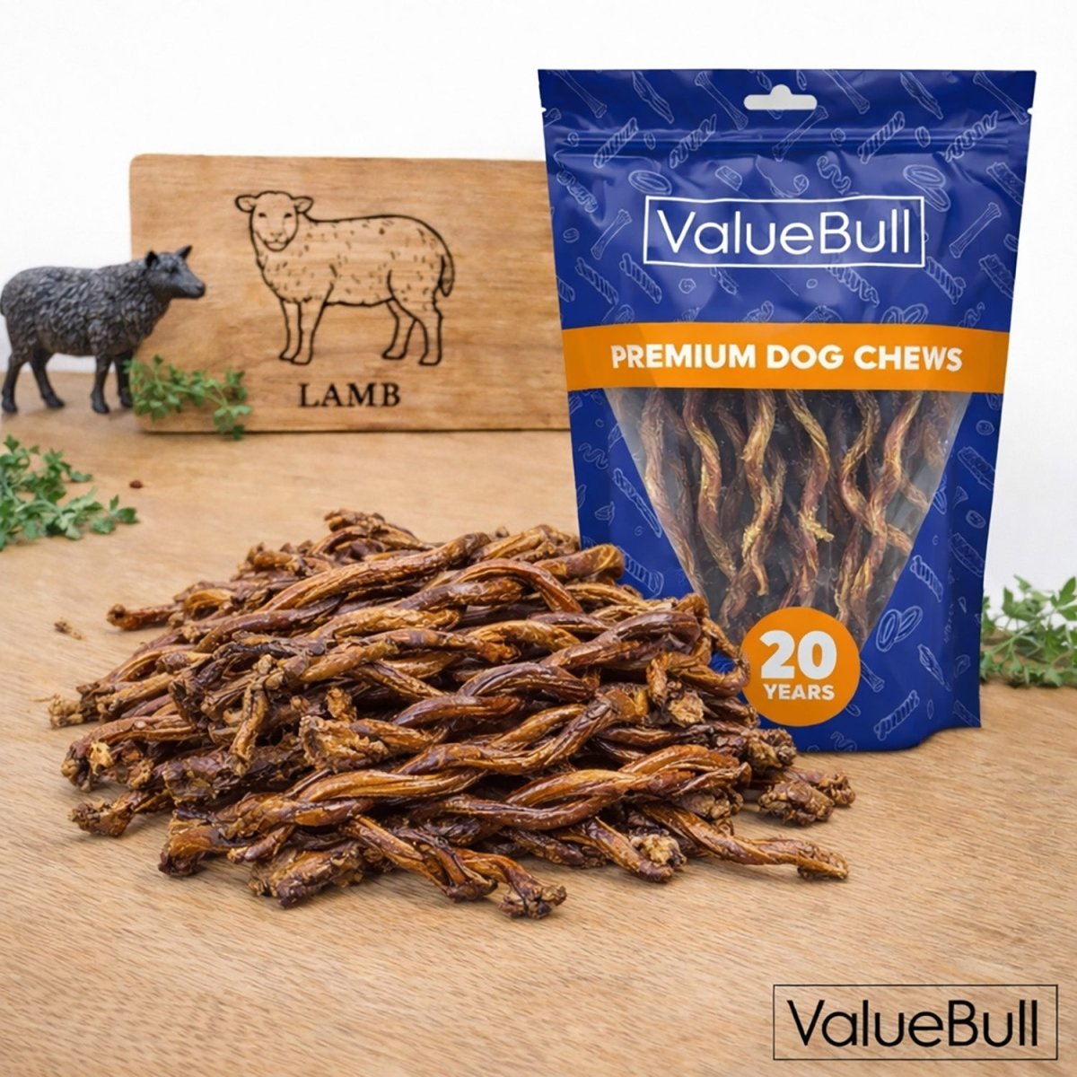 ValueBull Pizzle Twists, Premium Lamb, 240 Count Wholesale Pack - ValuePetSupplies