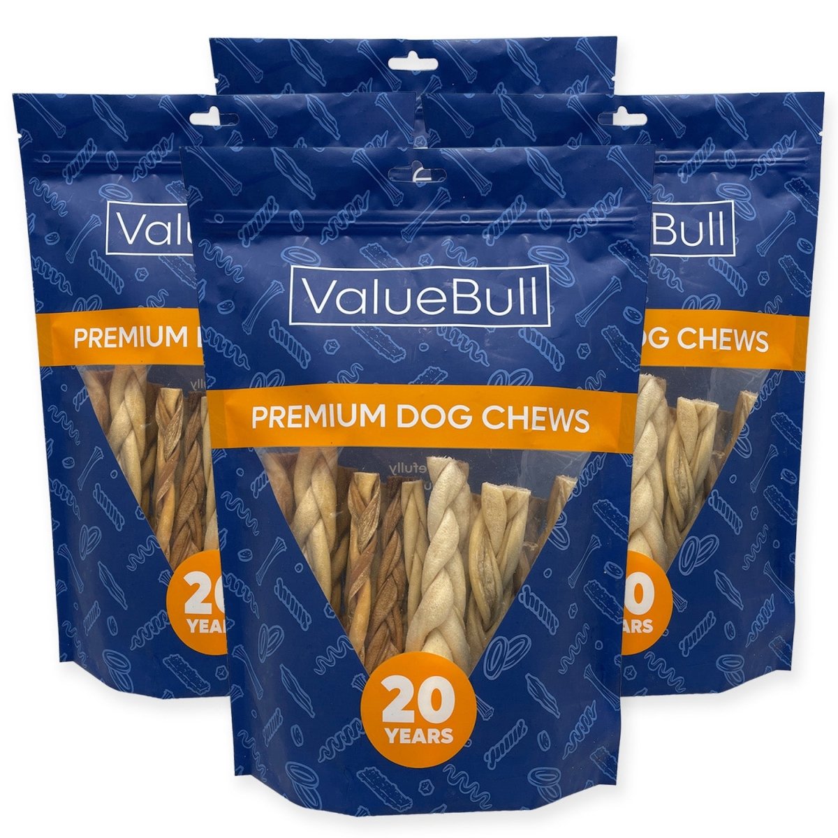 ValueBull Lamb Collagen Braids for Dogs, Varied Sizes/Shapes, 100 Count - ValuePetSupplies
