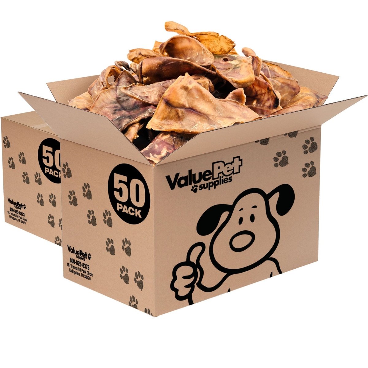 ValueBull Whole Pig Ears for Dogs, 100% Pork Chews, 100 Count BULK PACK - ValuePetSupplies