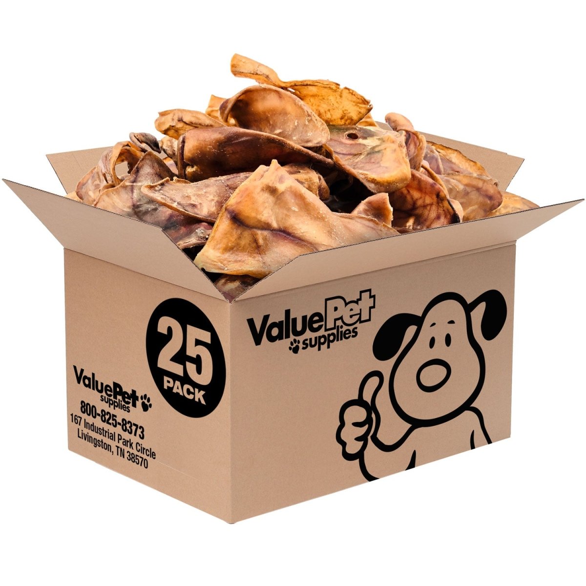ValueBull Whole Pig Ears for Dogs, 100% Pork Chews, 25 Count BULK PACK - ValuePetSupplies