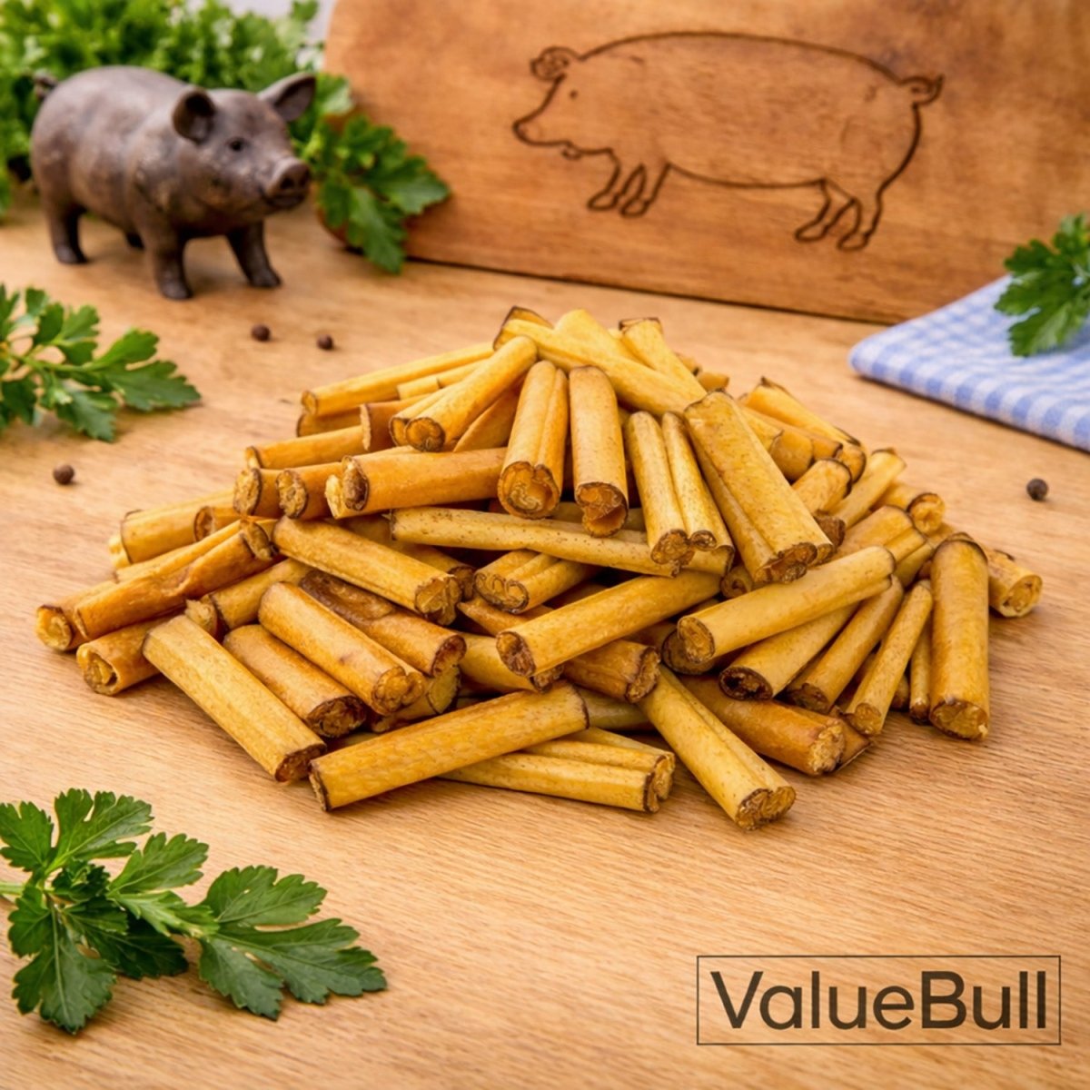 ValueBull USA Pork Hide Retriever Rolls for Dogs, 4 Inch Pig Skin Chews, 100 Count Bulk Pack - ValuePetSupplies