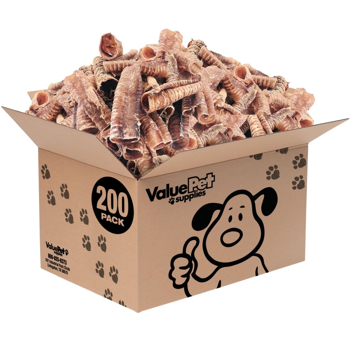 ValueBull Beef Trachea, Premium 5 - 6 Inch, 200 Count BULK PACK - ValuePetSupplies