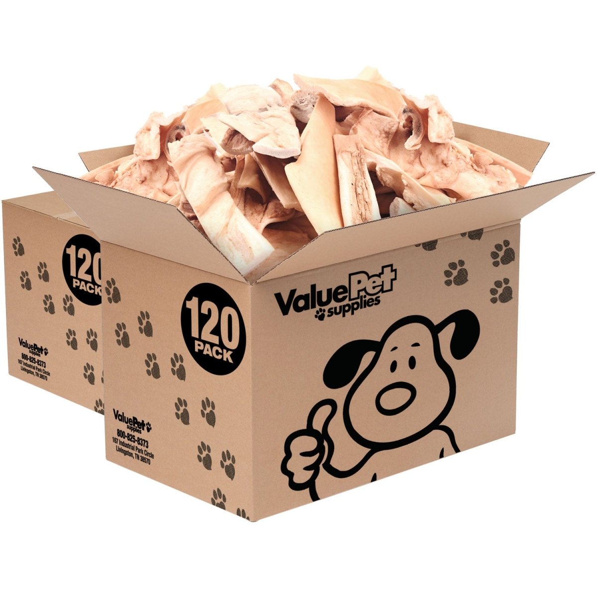 ValueBull Beef Cheek Slices, Long Lasting Dog Chews, Thick 4 - 6 Inch, 240 Count BULK PACK - ValuePetSupplies