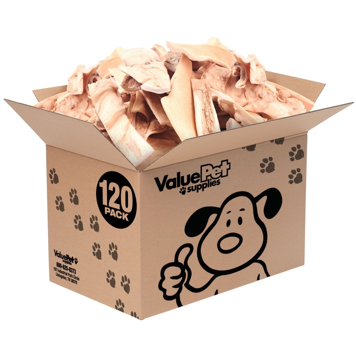 ValueBull Beef Cheek Slices, Long Lasting Dog Chews, Thick 4 - 6 Inch, 120 Count BULK PACK - ValuePetSupplies