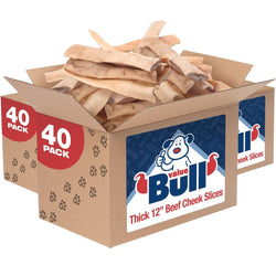 ValueBull Beef Cheek Slices, Long Lasting Dog Chews, Thick 9 - 10 Inchh, 120 Count BULK PACK - ValuePetSupplies