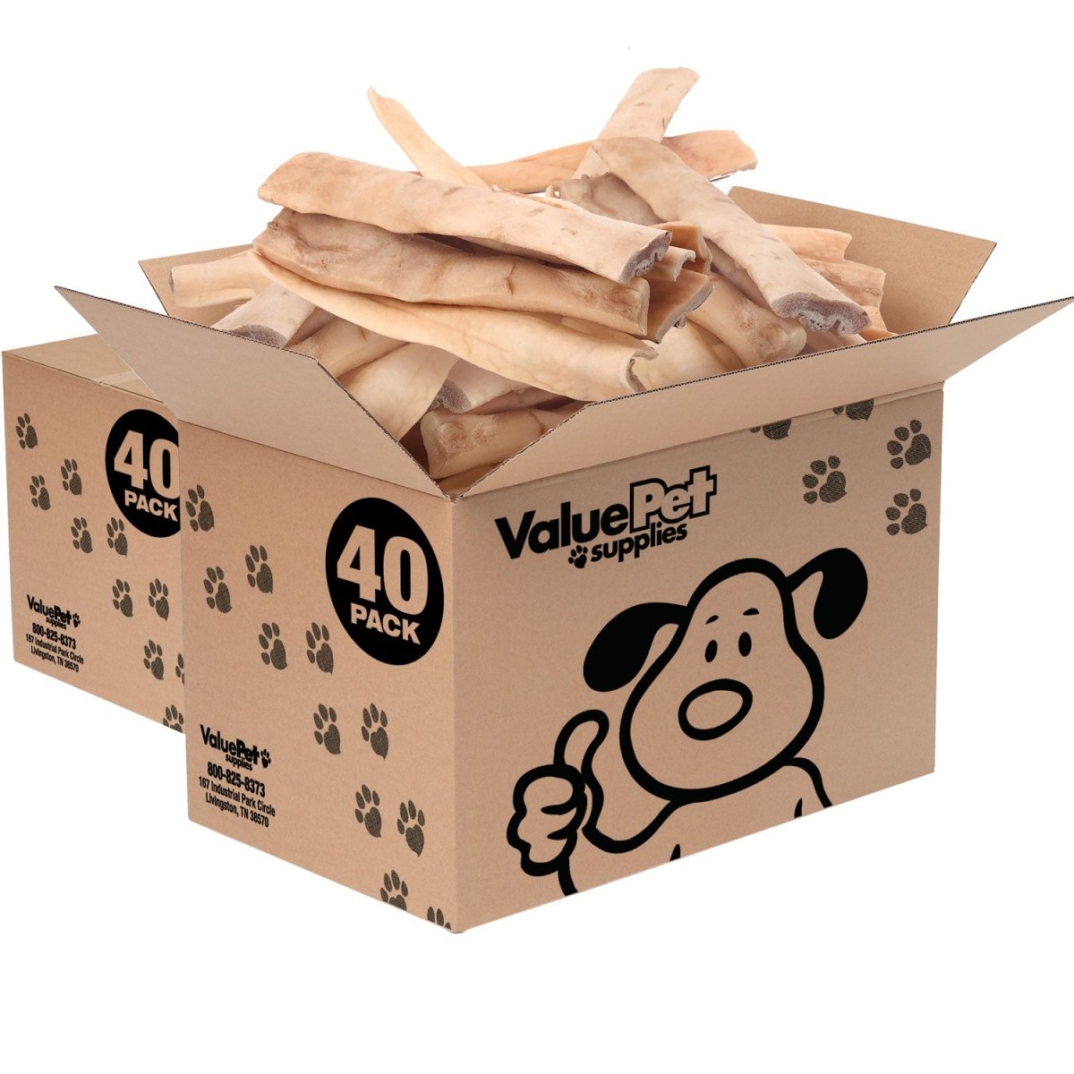 ValueBull Beef Cheek Slices, Long Lasting Dog Chews, Thick 9 - 10 Inch, 80 Count BULK PACK - ValuePetSupplies