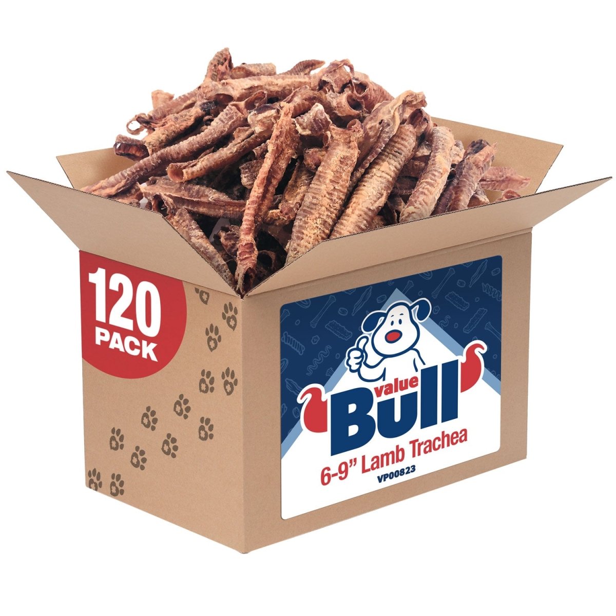 ValueBull Lamb Trachea for Dogs, Premium, 4 - 9 Inch, 120 Count BULK PACK - ValuePetSupplies