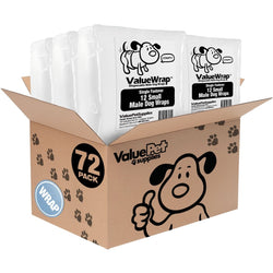 ValueWrap Male Wraps, Disposable Dog Diapers, 1 - Tab Small, 72 Count - ValuePetSupplies