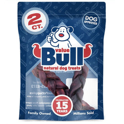 ValueBull USA Collagen Sticks, Triple Braided Thick, Smoked Beef Chews, 5 - 6 Inch, 2 Count (SAMPLE PACK) - ValuePetSupplies