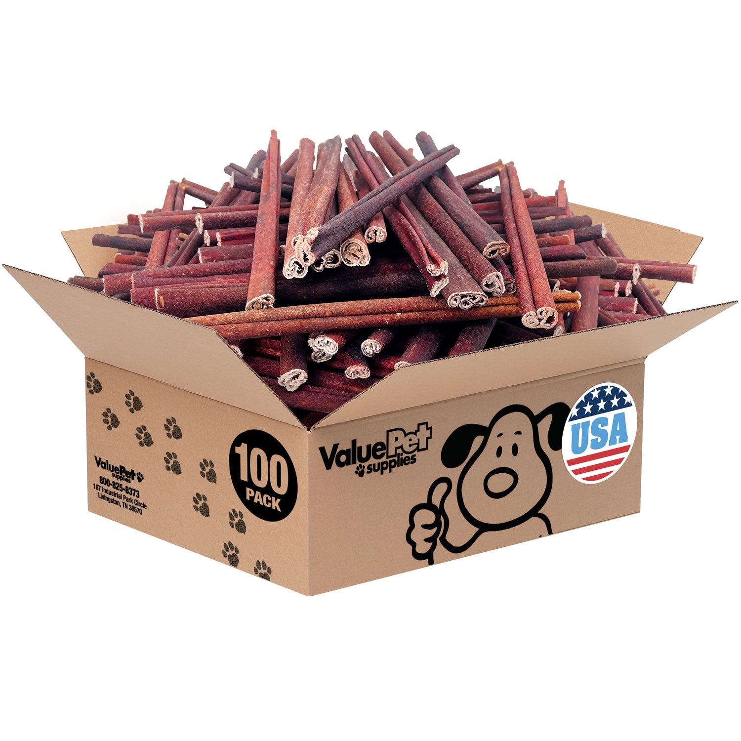 ValueBull USA Collagen Sticks for Dogs, 12 Inch Medium Chews, Natural Long-Lasting Dog Treats, 100 Count Bulk Pack - Medium - 100 Count