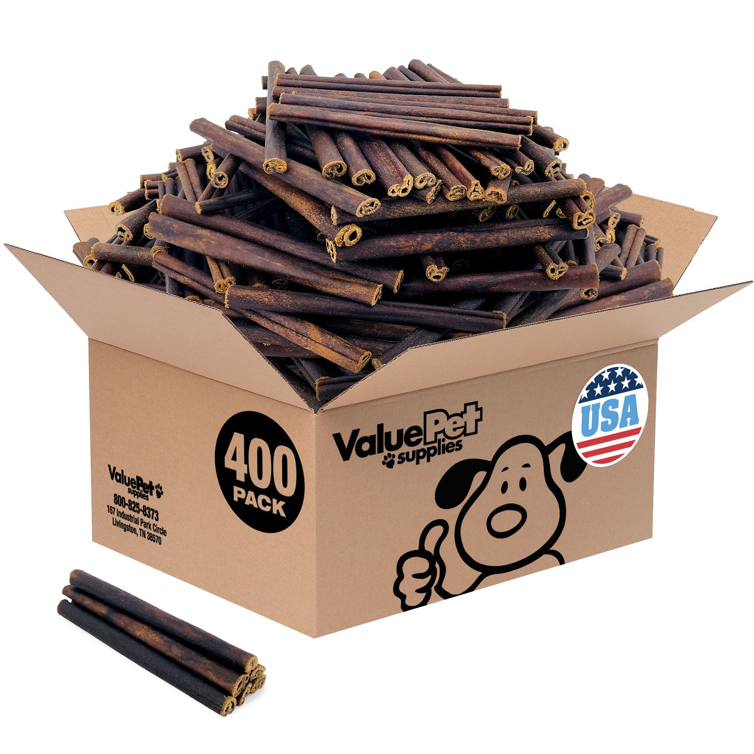 ValueBull USA Collagen Sticks for Small Dogs, 6 Inch Thin Chews, Natural Dog Treats, 400 Count Wholesale Pack - Thin - 400 Sticks