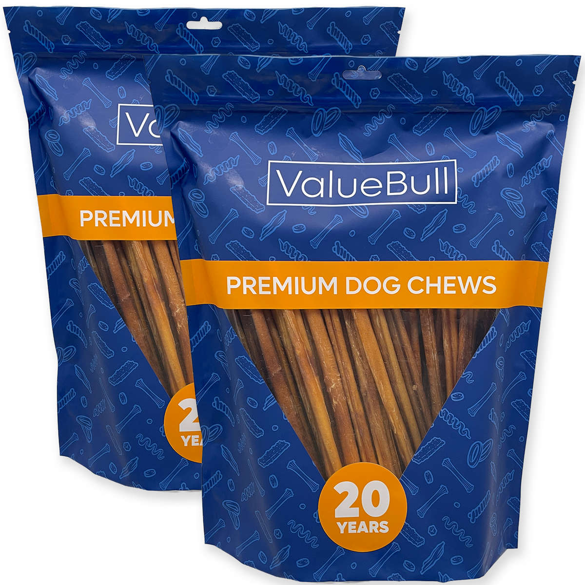 ValueBull Odor Free Bully Sticks for Small Dogs, Thin 12 Inch, 100 Count