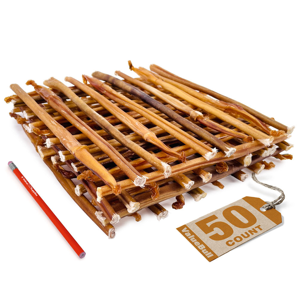 ValueBull USA Bully Sticks for Small Dogs, Thin 12 Inch, 50 Count - Thin - 50 Sticks