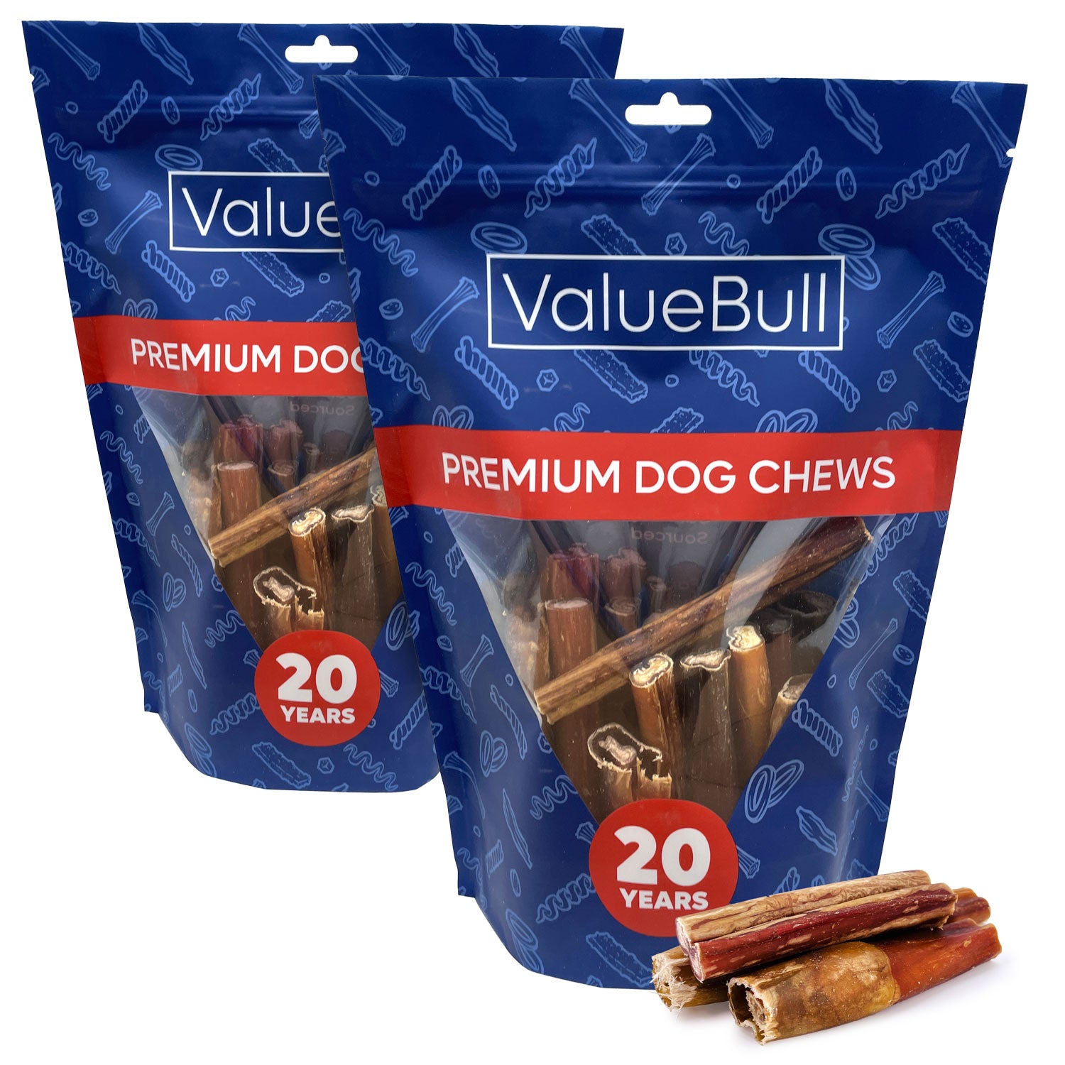 ValueBull Bully Sticks for Dogs, Thick 4-6 Inch, Varied Shapes, 50 Count - Thick - 50 Pieces