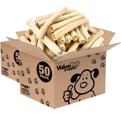 ValueBull USA Retriever Rolls, Premium Rawhide, Thick 10 Inch, 100 Count Bulk Pack - Natural - 100 Rolls