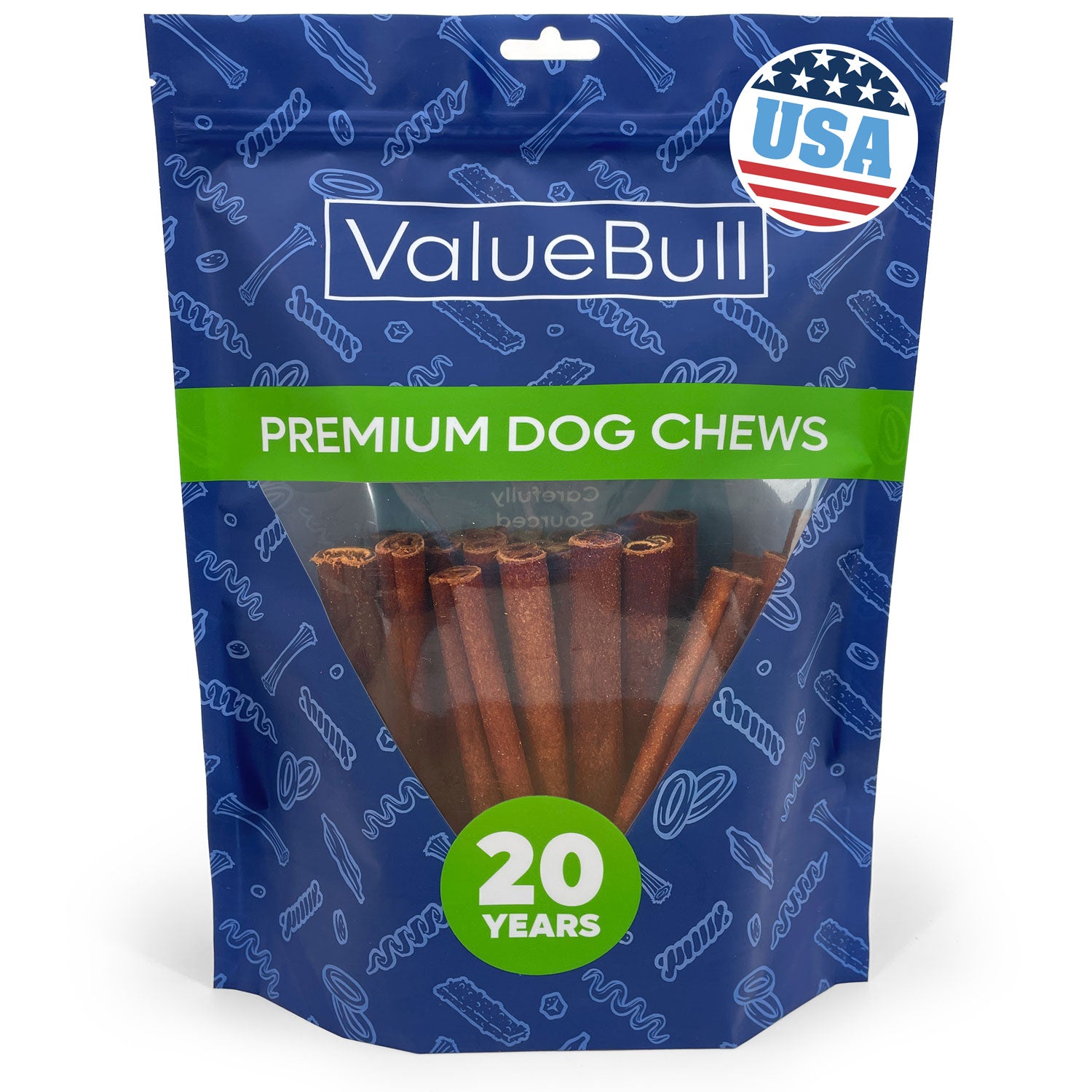 ValueBull USA Collagen Sticks for Dogs, 6 Inch Medium Chews, Natural Long-Lasting Dog Treats, 25 Count - Medium - 25 Sticks