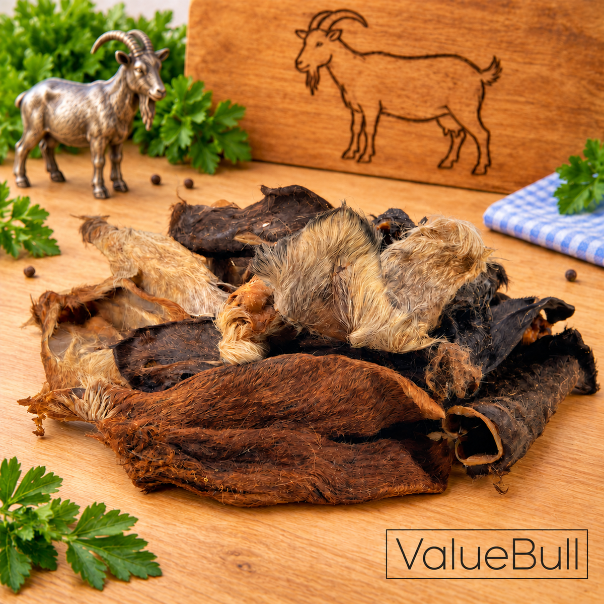 ValueBull Hairy Goat Ears for Dogs, 100 Count - Goat - 100 Ears
