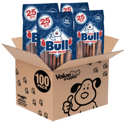 ValueBull Bully Sticks for Dogs, Thick 12 Inch, 100 Count