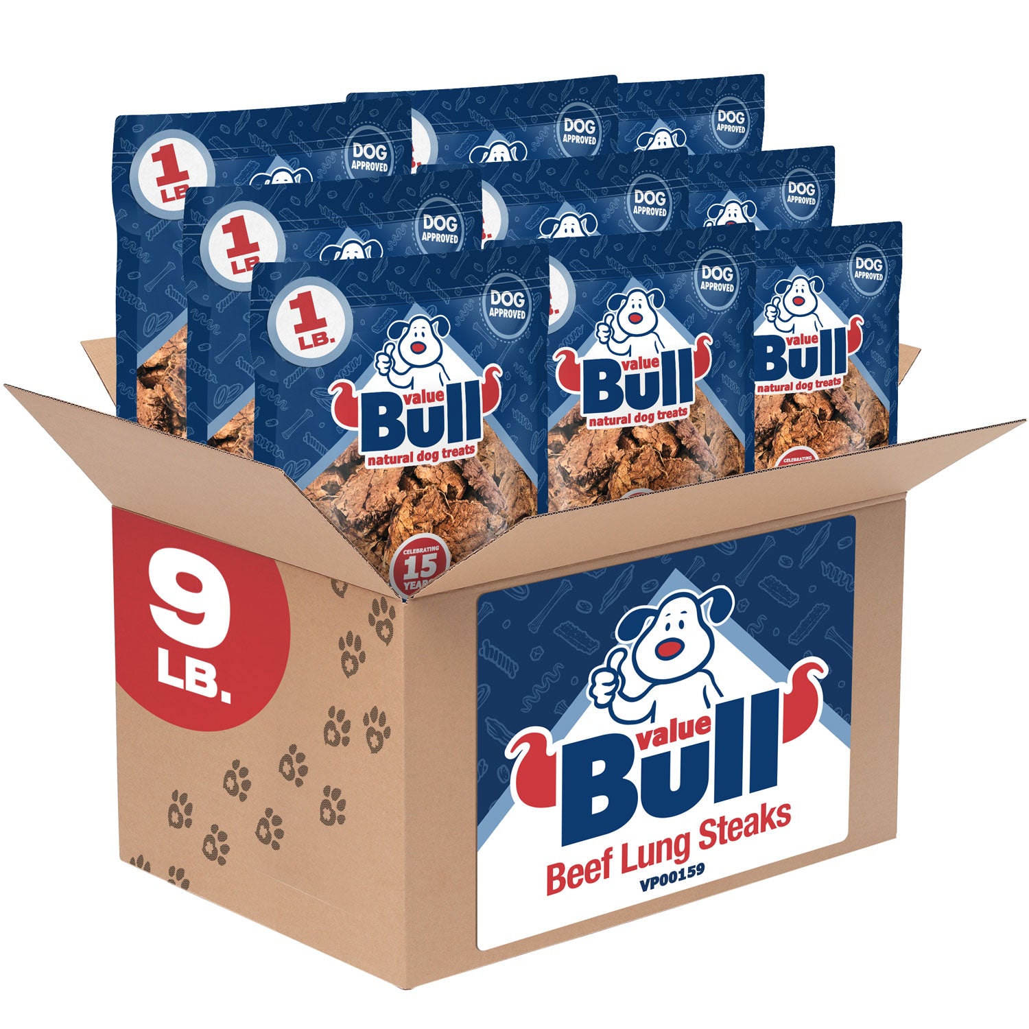ValueBull USA Beef Lung Dog Chews, Sliced, 9 Pounds - Lung - 9 Pound