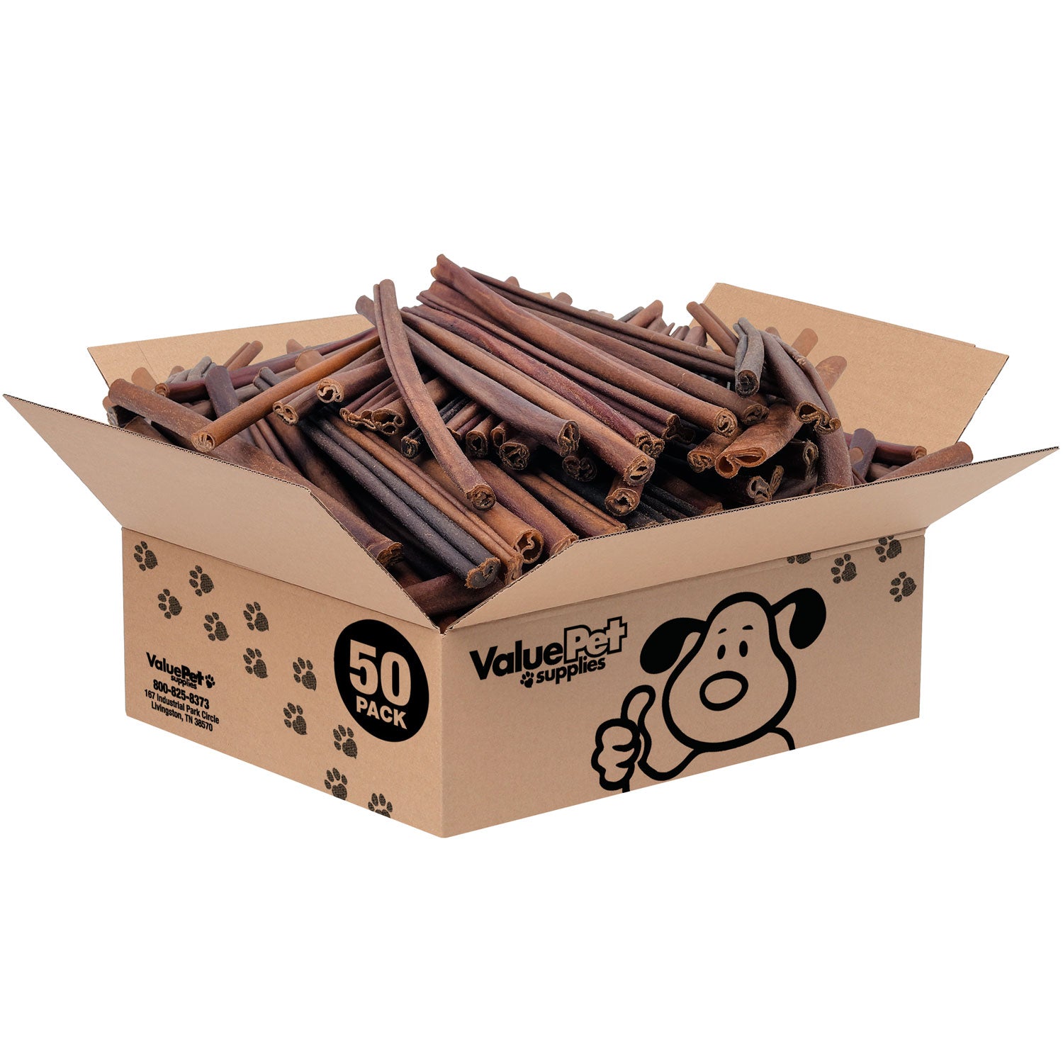 ValueBull Beef Collagen Sticks for Dogs, 12 Inch Medium Chew, 50 Count Bulk Pack