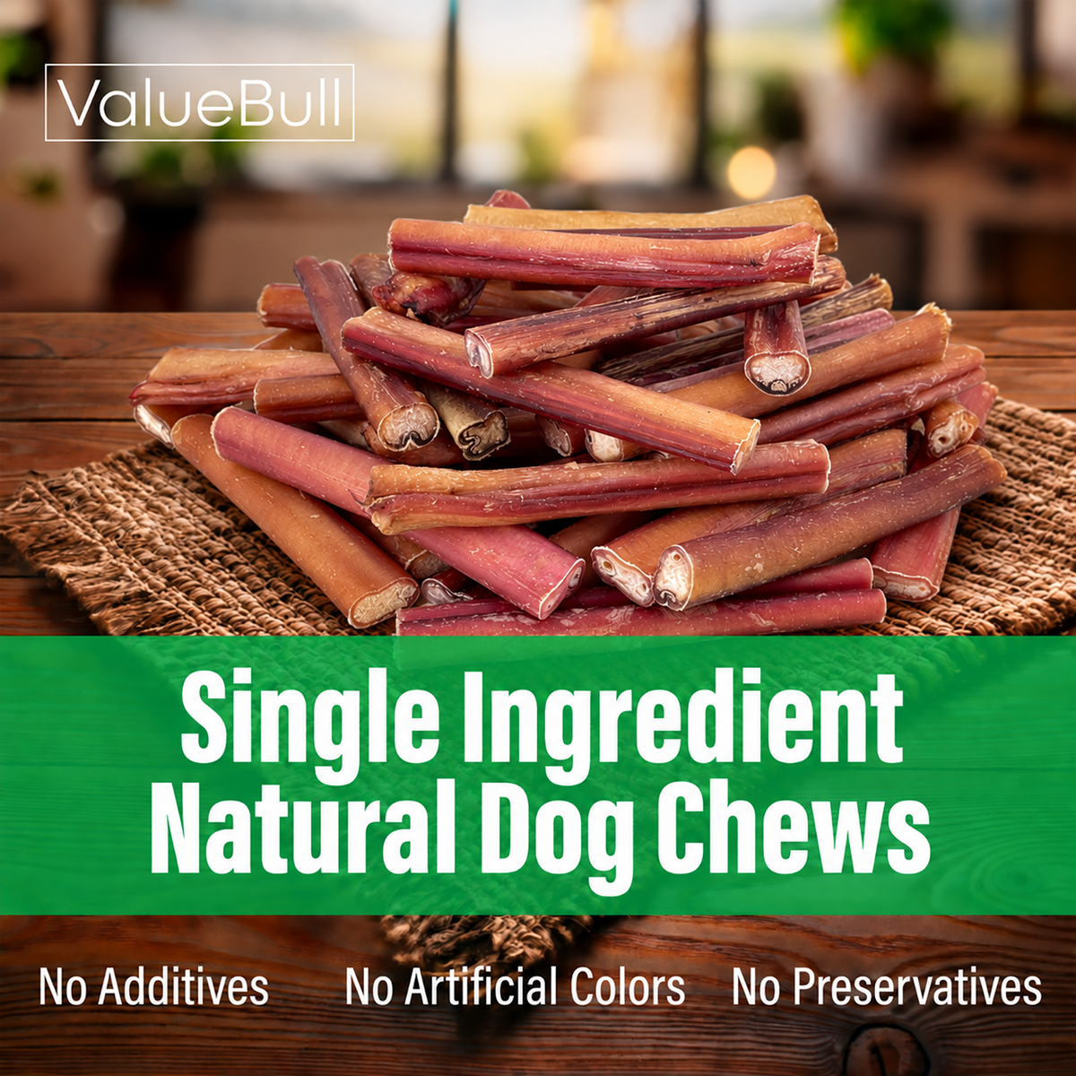 ValueBull Odor Free Bully Sticks for Large Dogs, Thick 6 Inch, 25 Count - 25