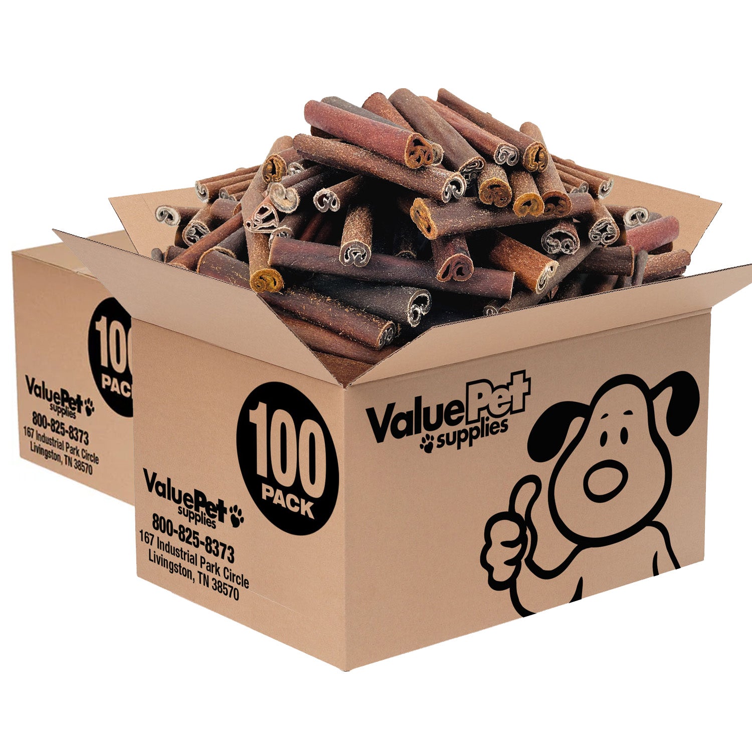 ValueBull Beef Collagen Sticks for Large Dogs, 6 Inch Jumbo Chew, 200 Count Bulk Pack