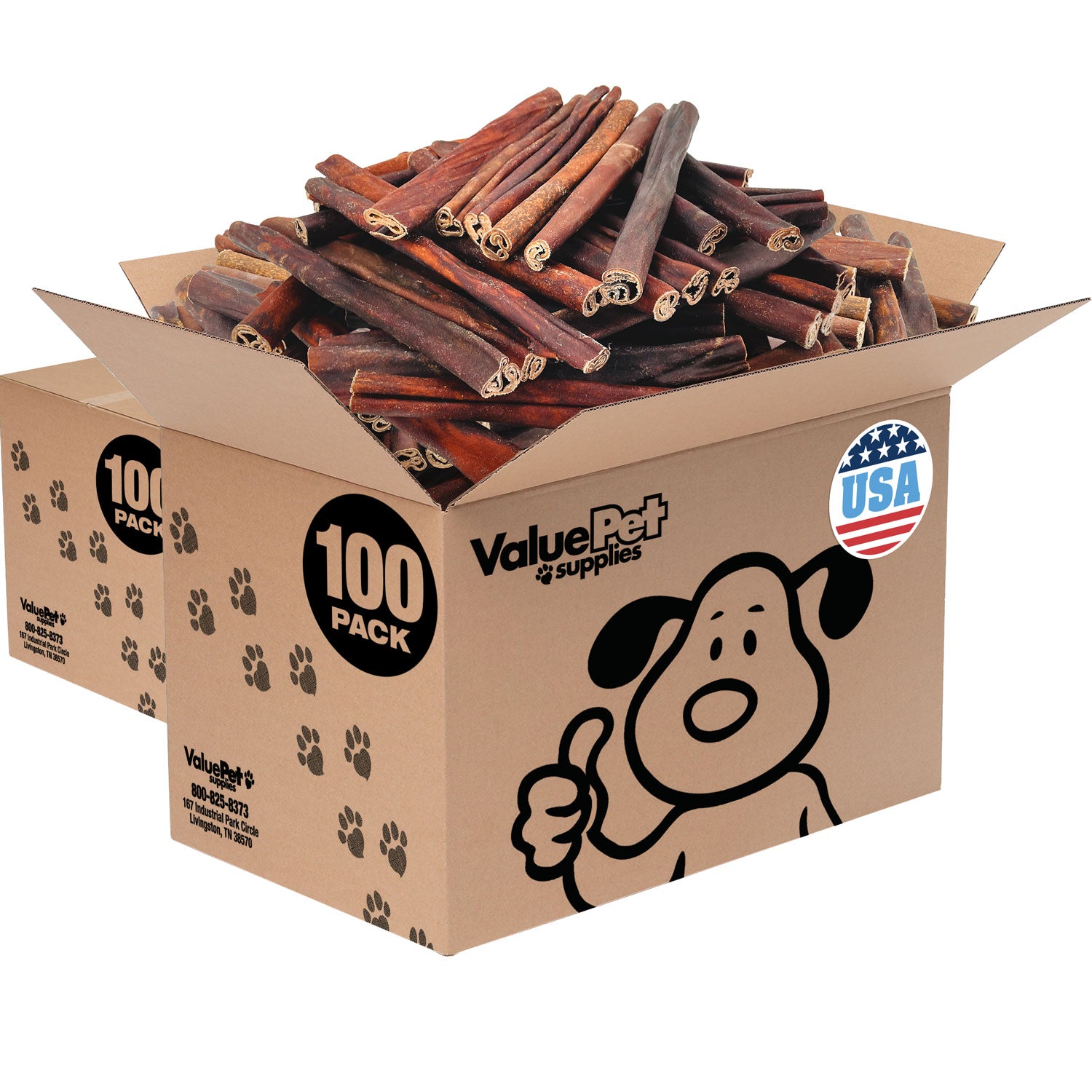 ValueBull USA Beef Collagen Sticks, 12 Inch Super Jumbo Chews, 200 Count Wholesale Pack