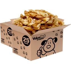 ValueBull Buffalo Collagen Braided Sticks for Dogs, 6 Inch Medium Chews, Natural Long-Lasting Dog Treats, 50 Count Bulk Pack - Medium - 50 Braids