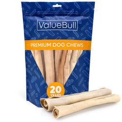 ValueBull USA Retriever Rolls for Small Dogs, Premium Rawhide, Thin 10 Inch, 10 Count - Natural - 10 Rolls