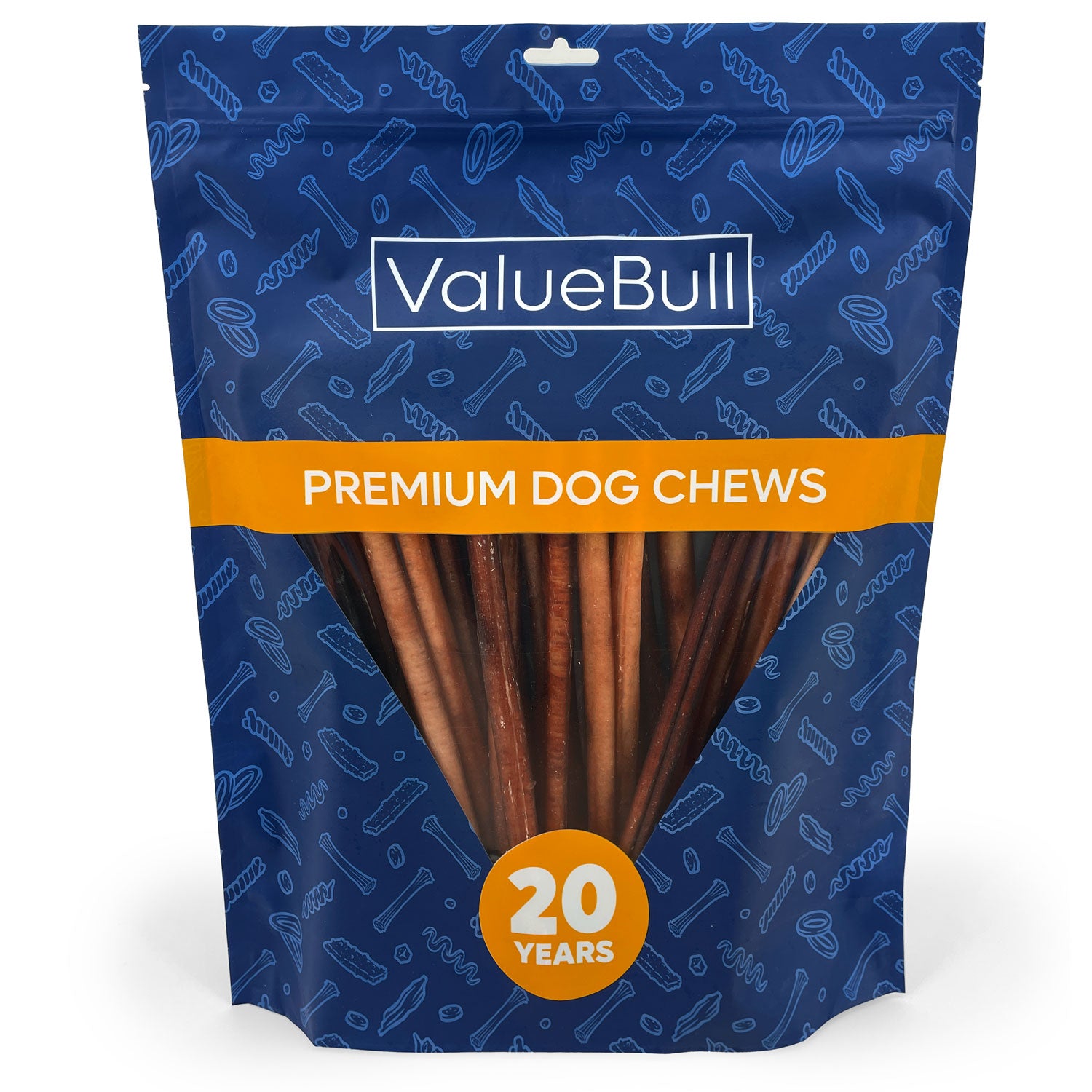 ValueBull Bully Sticks for Small Dogs, Thin 12 Inch, 25 Count - Thin - 25 Sticks