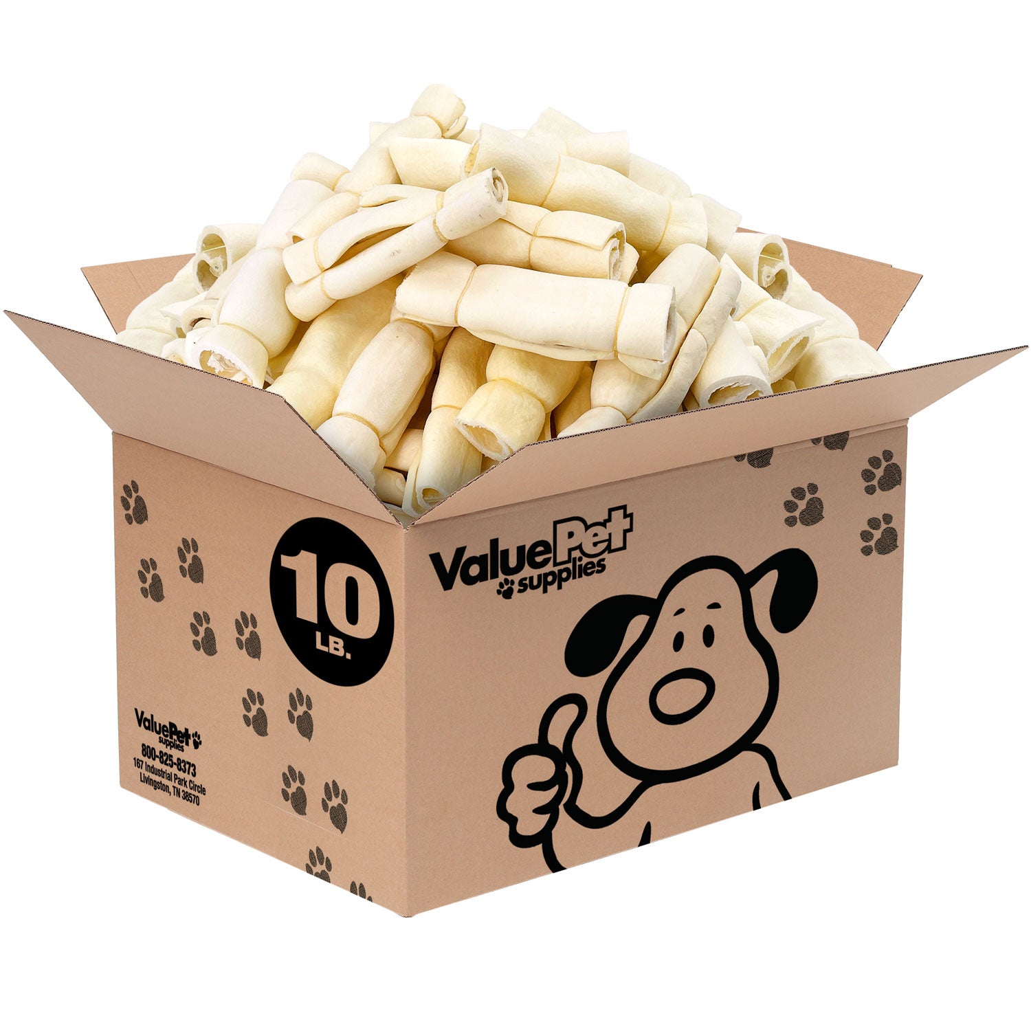ValueBull Beef Cheek Rolls, Dog Chews, Varied Shapes, 6 Inch, 10 Pounds Bulk Pack