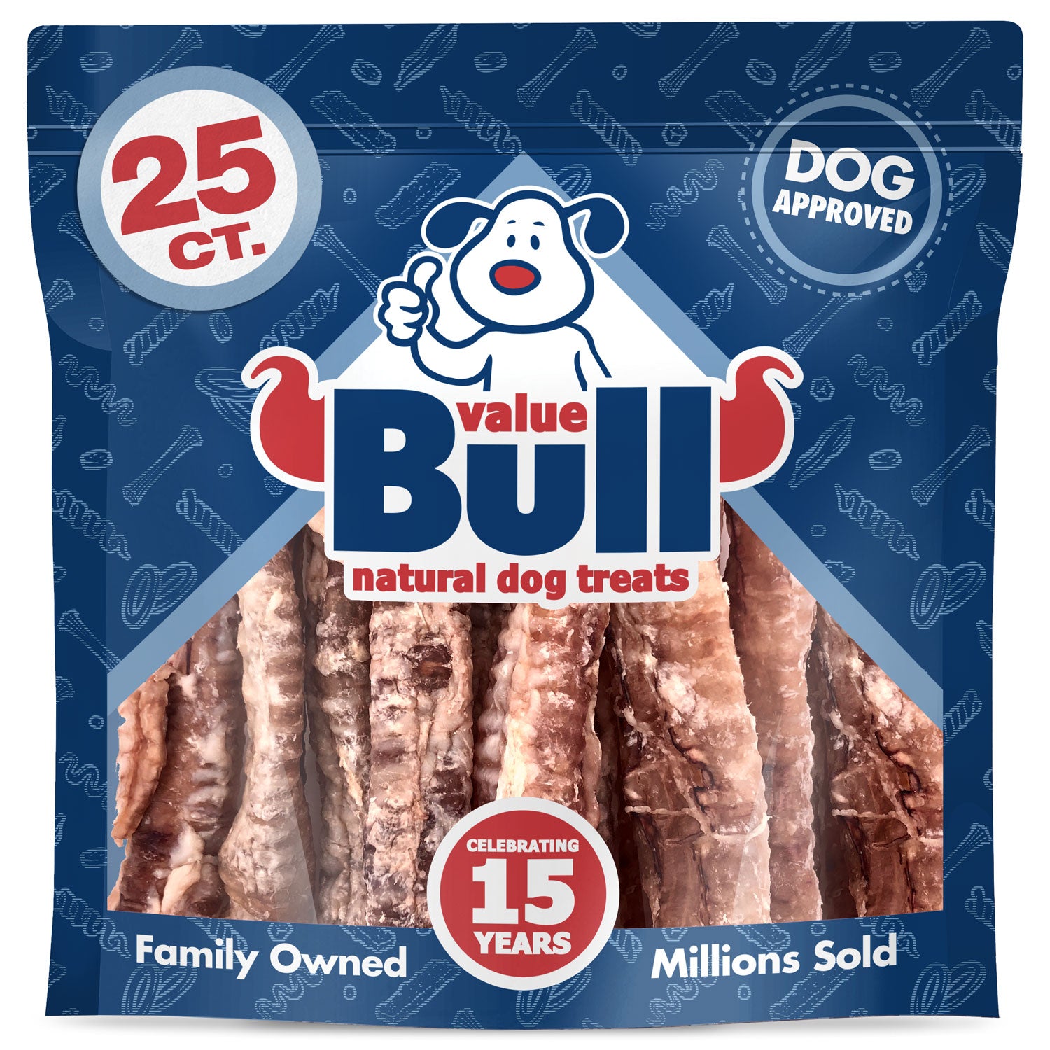 ValueBull USA Lamb Trachea Dog Chews, 4-7 Inch, 100 Count