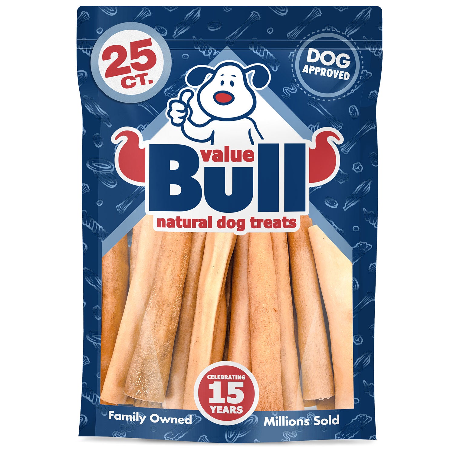 ValueBull Premium Cow Tails, Natural Dog Treats, Regular, 6 Inch, 25 Count