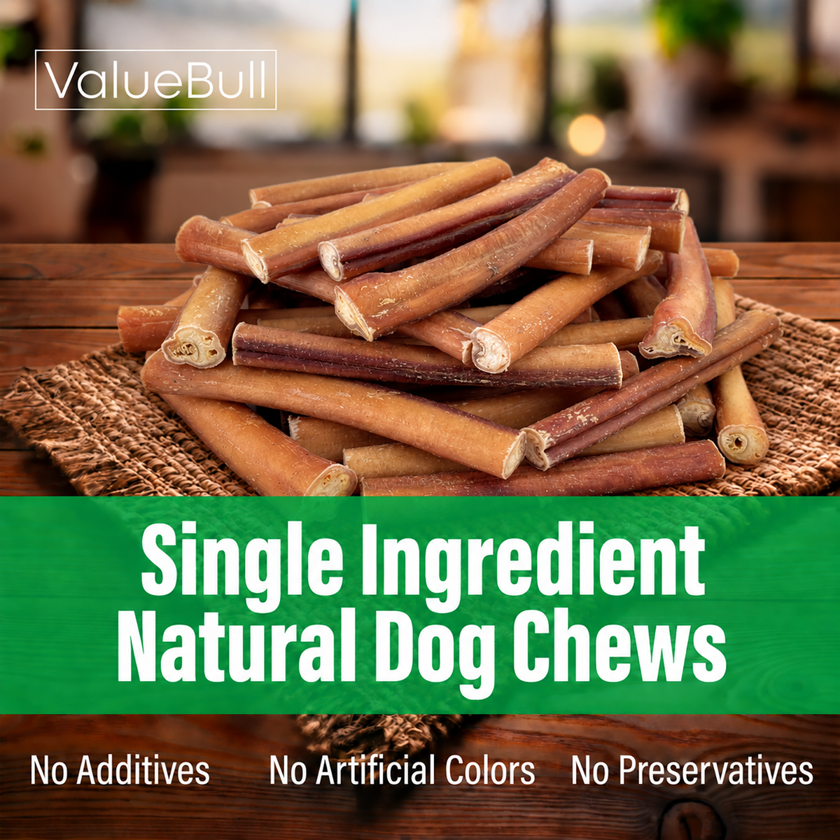 ValueBull Odor Free Bully Sticks for Large Dogs, Jumbo 6 Inch, 100 Count Wholesale Pack - 100