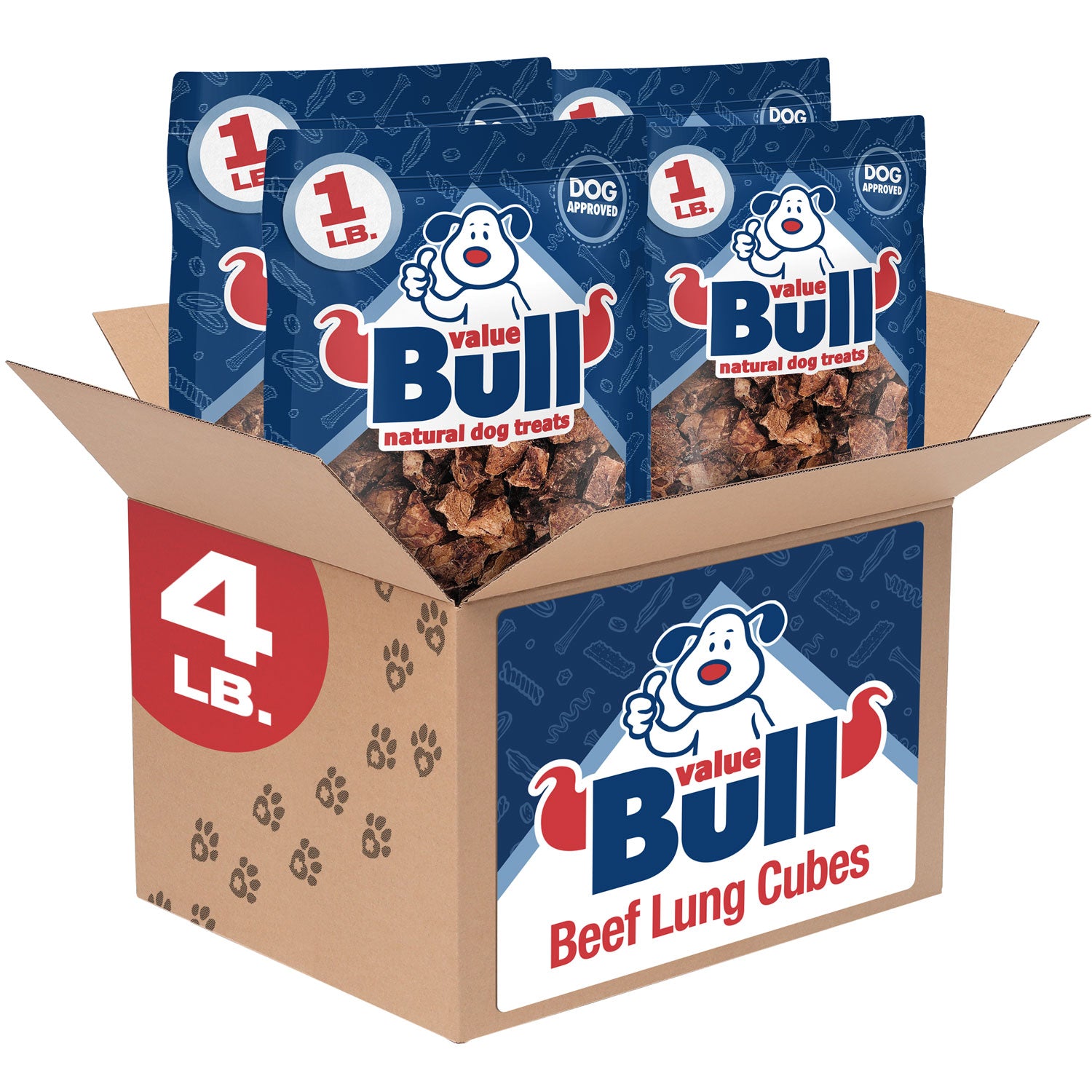 ValueBull Premium Beef Lung Cubes, 4 Pounds