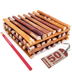 ValueBull Bully Sticks for Small Dogs, Thin 6 Inch, 50 Count