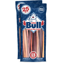 ValueBull Bully Sticks for Small Dogs, Extra Thin 12 Inch, 50 Count