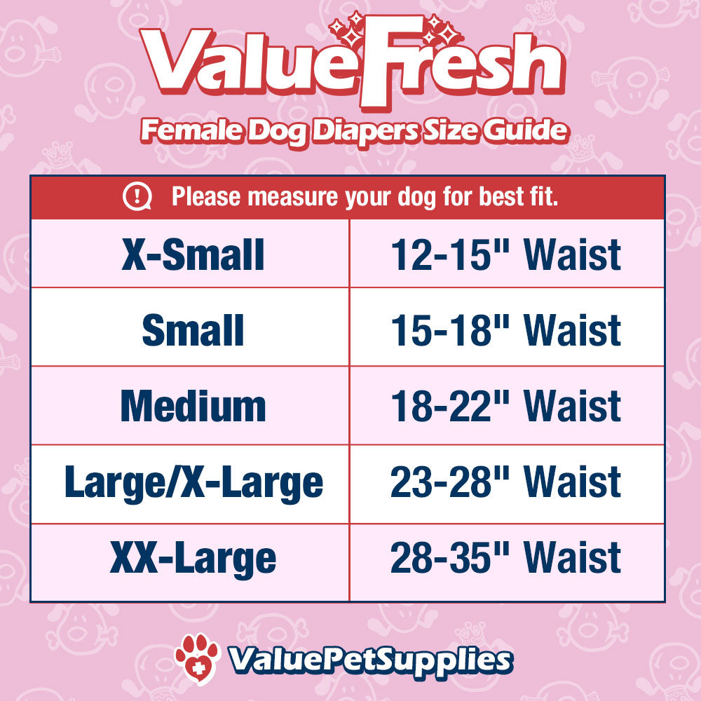 ValueFresh Female Dog Disposable Diapers, Medium, 96 Count