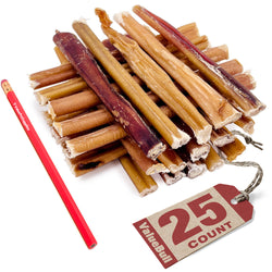 ValueBull Bully Sticks for Small Dogs, Extra Thin 6 Inch, 25 Count