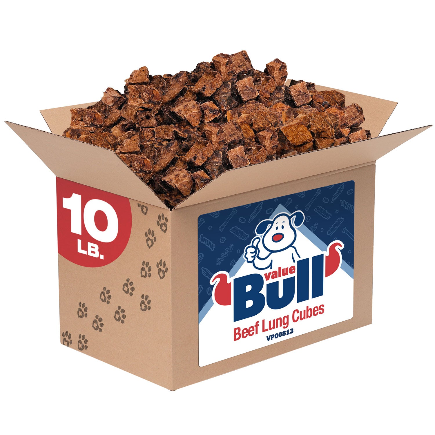 ValueBull Premium Beef Lung Cubes, 10 Pounds BULK PACK