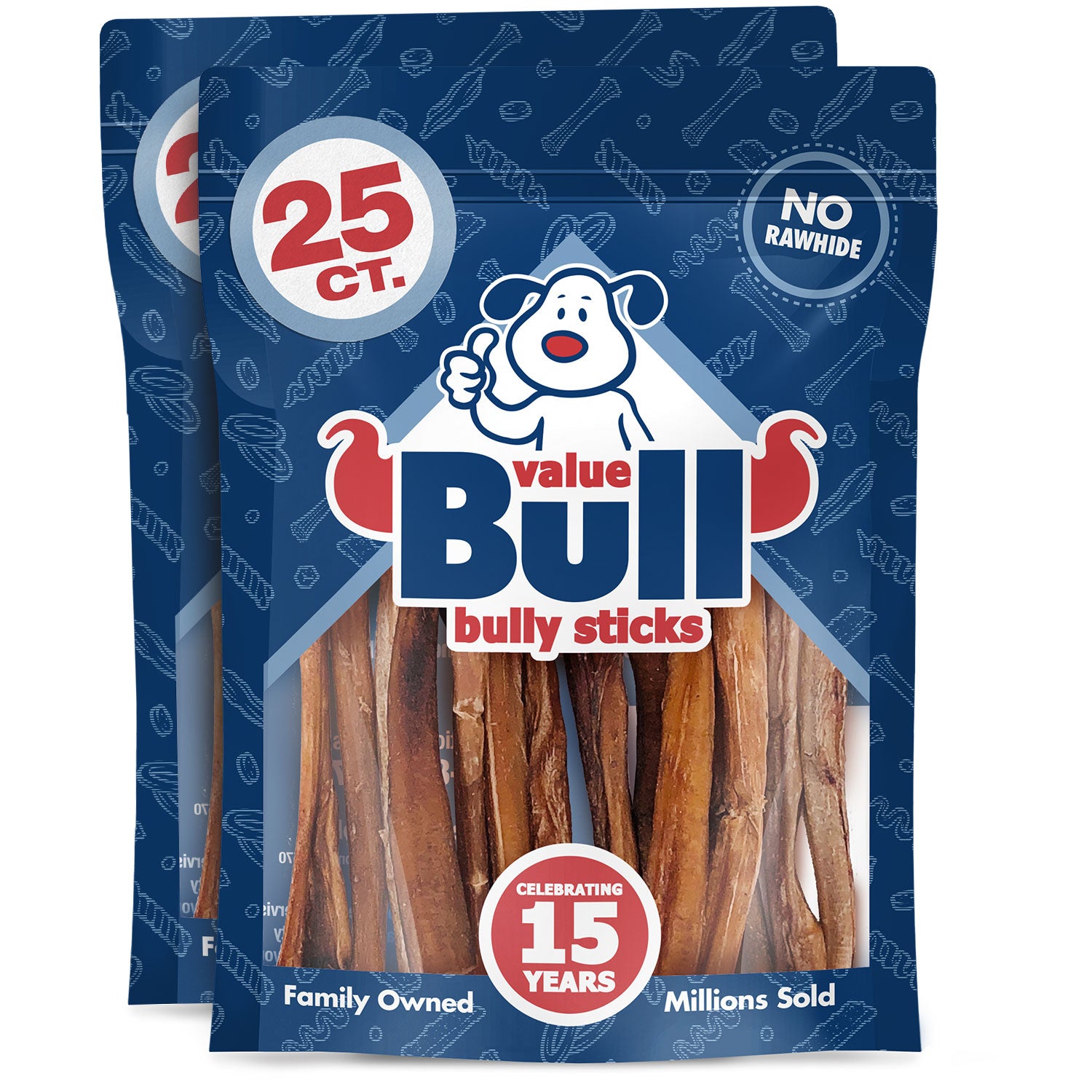 ValueBull Bully Sticks for Small Dogs, Extra Thin 4-6", Varied Shapes, 50 ct