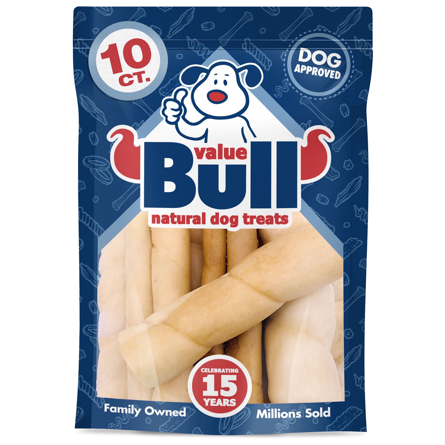 ValueBull Cheek Rolls, Premium Beef Dog Chews, Jumbo 5-6 Inch, 10 Count