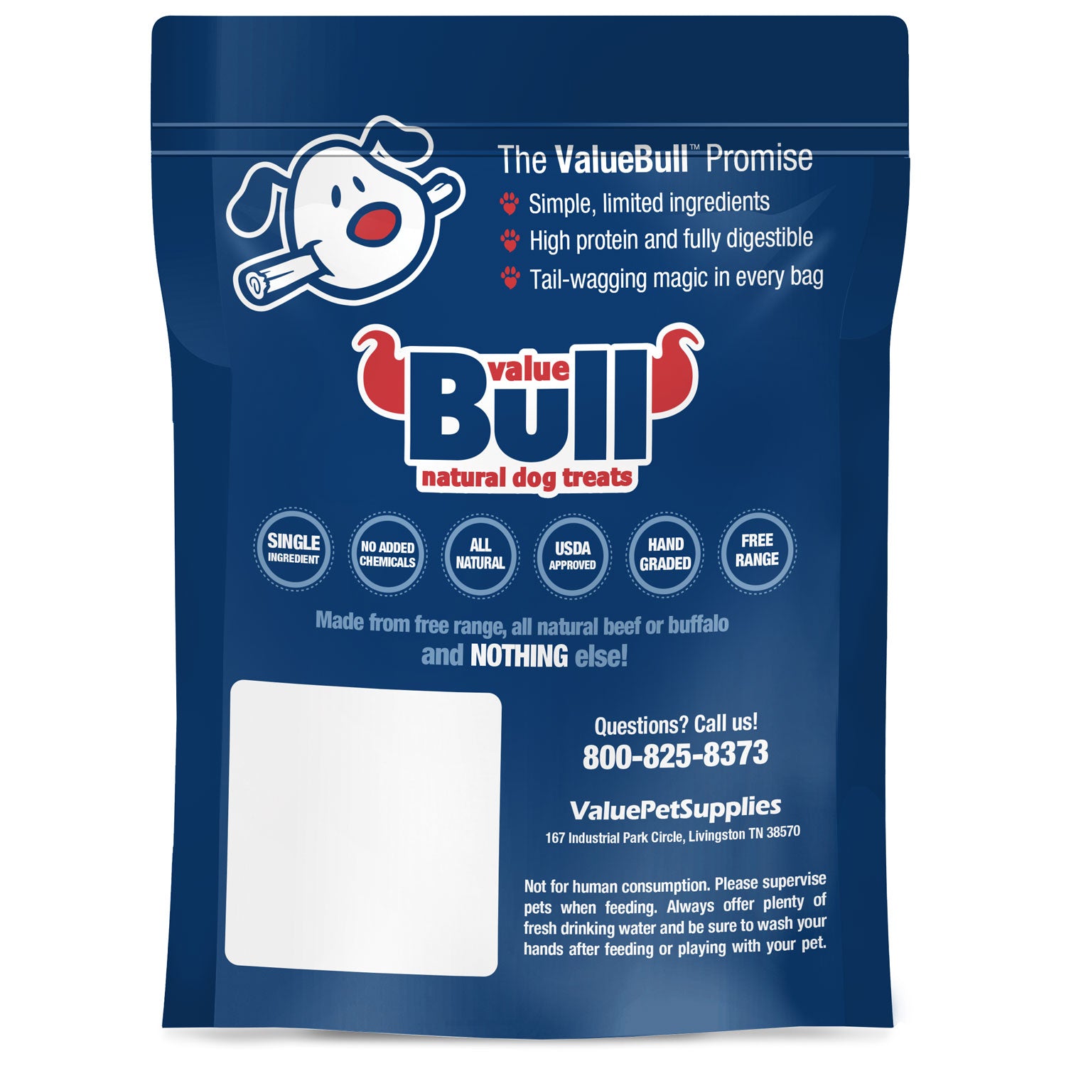 ValueBull Bully Sticks, Low Odor Premium Dog Chews, Thin 6", 50 ct